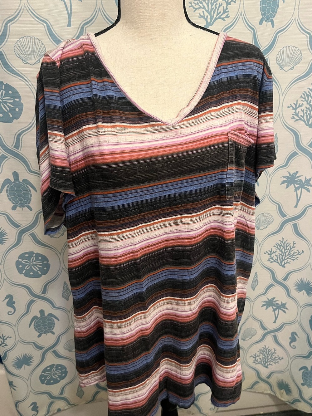 Torrid Everyday Multicolor Striped Tee Short Sleeve Plus Size